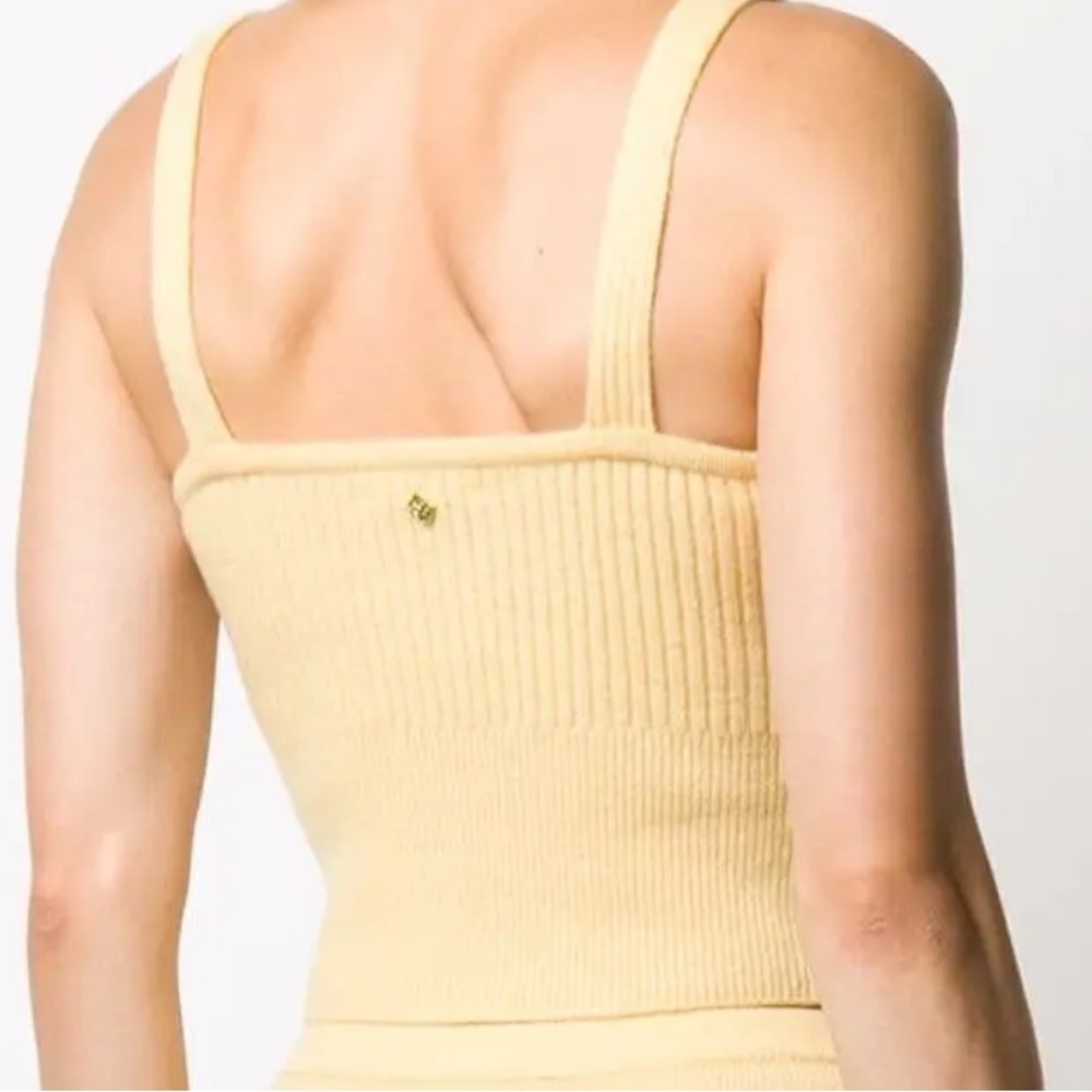 Sandro Yellow Ribbed Crop Top - Picture 4 of 7